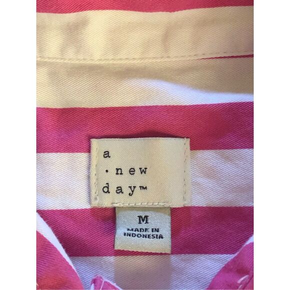 "A New Day" Pink/White Candy Striped Shirt/Dress SZ M - Picture 11 of 12